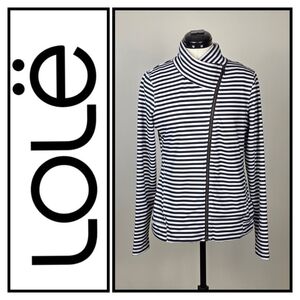 Lolë – Striped Zip-Up Jacket with High Collar